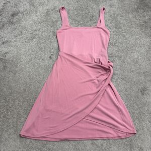 Aritzia Wilfred Only Faux Wrap Mini Dress Womens Small Pink Stretch Square Neck